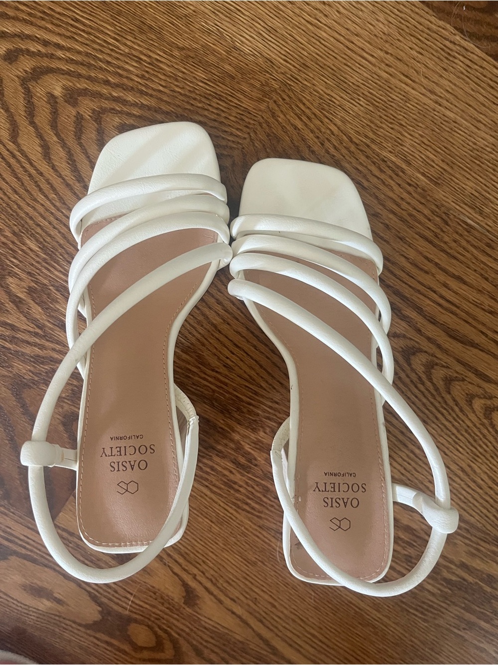 Oasis Society White Multi-Strap Square-Toe Sandals